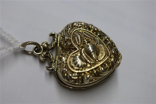 A George IV silver gilt heart shaped vinaigrette, by Robert Mitchell,